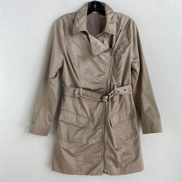 DKNY Stone Taupe Trench Coat - Picture 1 of 7